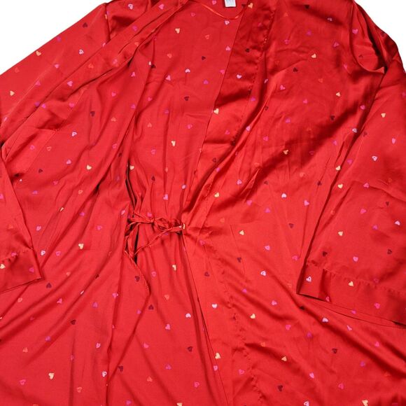 NWT Women's Red Lightweight Satin Spring / Summer Robe - Stars Above Hearts M/L - Picture 7 of 12